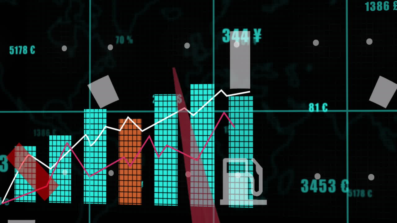 animación del procesamiento de datos sobre el panel del coche