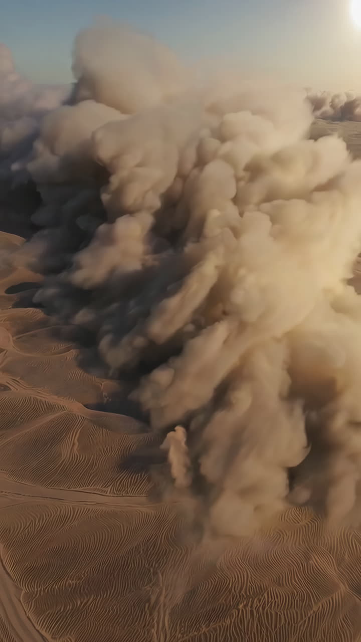 Sandstorm over Desert Dunes