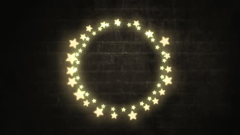 glowing circle of fairy lights on black background