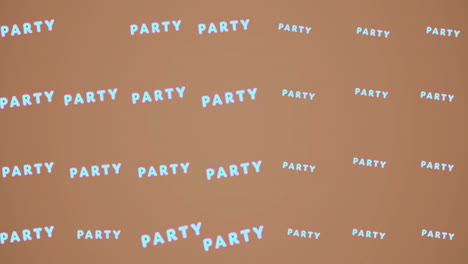 animation of moving party texts over brown background