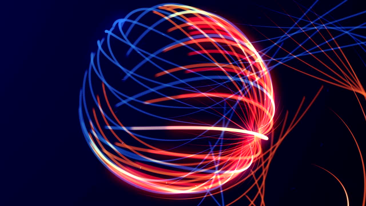 Abstract loopable background with flowing glowing multicolored lines