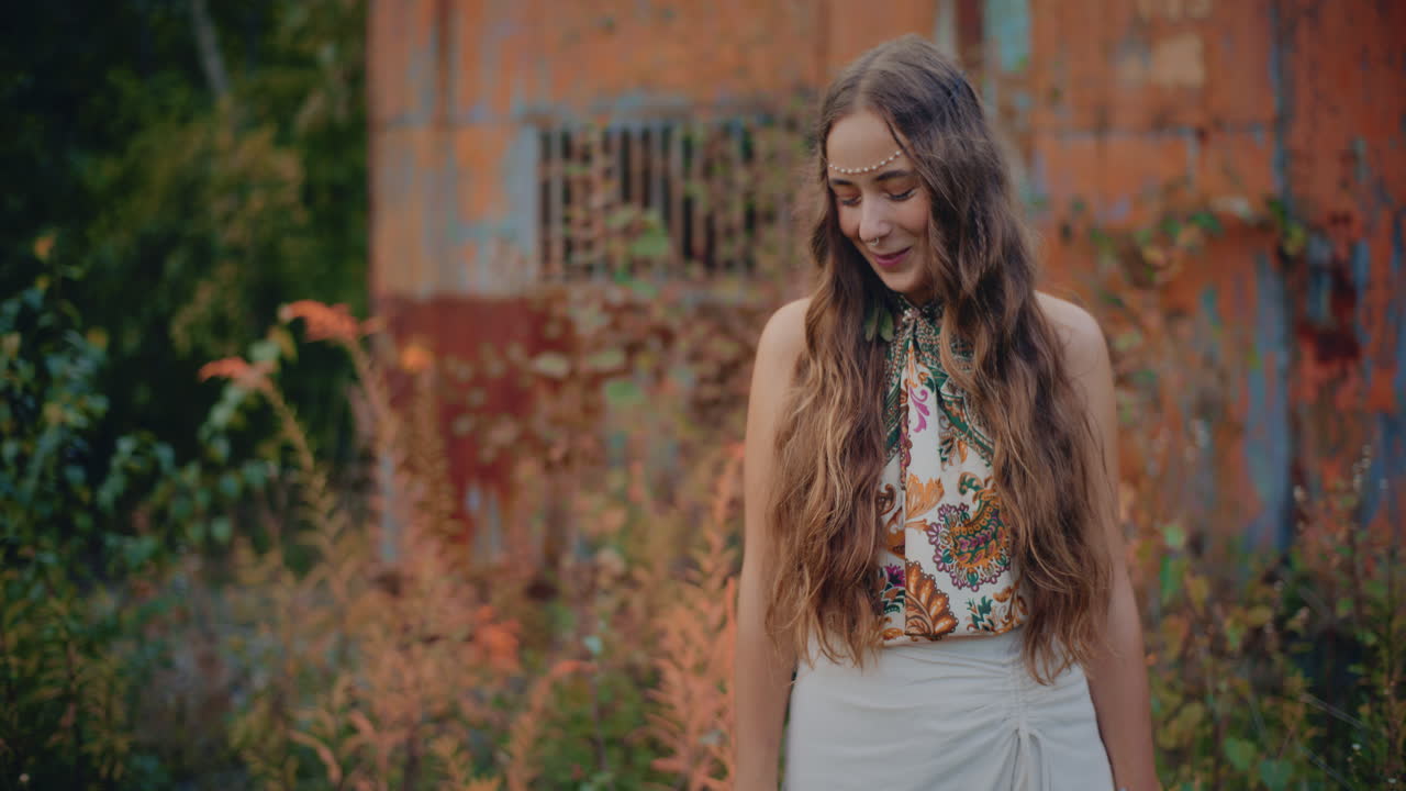 Boho Woman Posing Outdoors