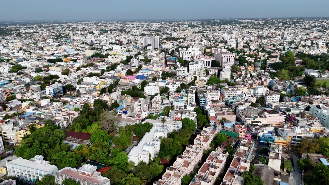 Establishing aerial view of Puducherry also known as Pondicherry. City of the Union Territory in India close to Tamil Nadu