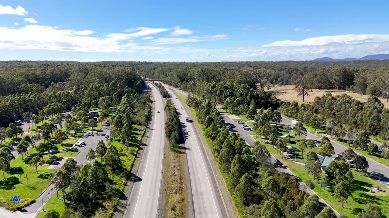 Drone footage of the Pacific Highway between Brisbane and Sydney in Australia
