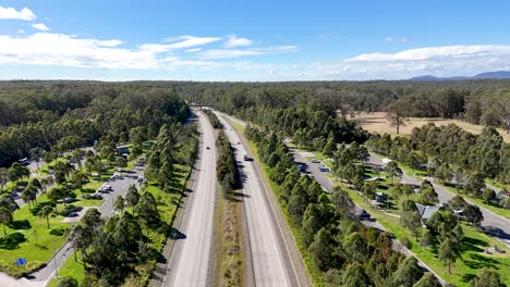 drone footage of the pacific highway between brisbane and sydney in australia