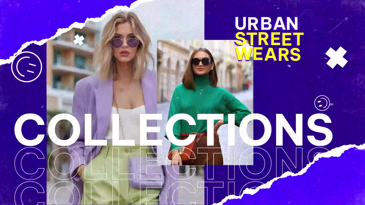 Presentazione dinamica di collezioni di moda streetwear urbano.