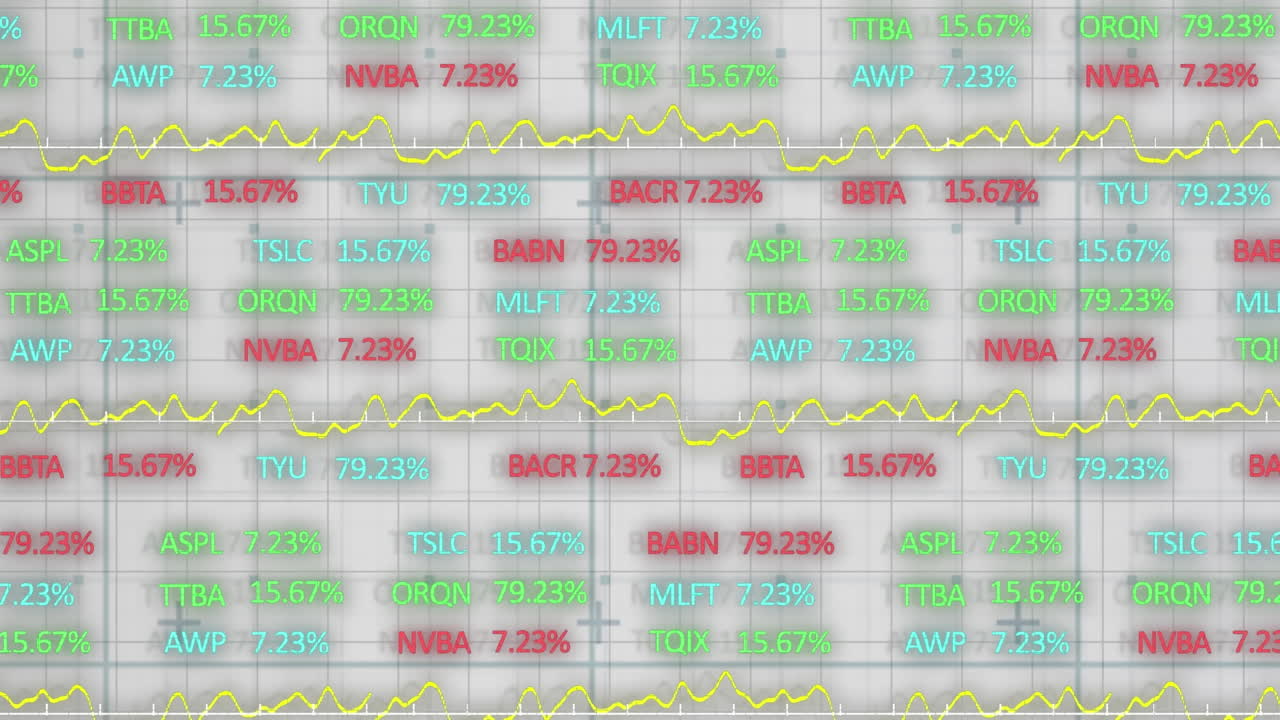 색 배경에 주식 시장의 애니메이션.