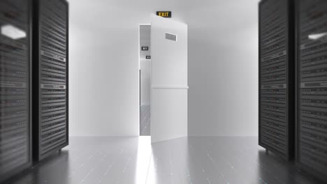 server racks in a modern data center. camera slowly moving. seamless loop.
