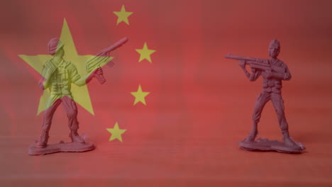 animación de la bandera de china sobre soldados de juguete