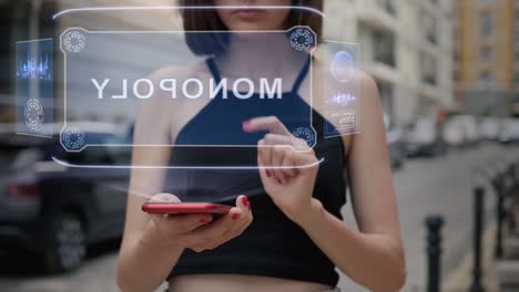 jóvenes adultos interactúan con el monopolio del holograma