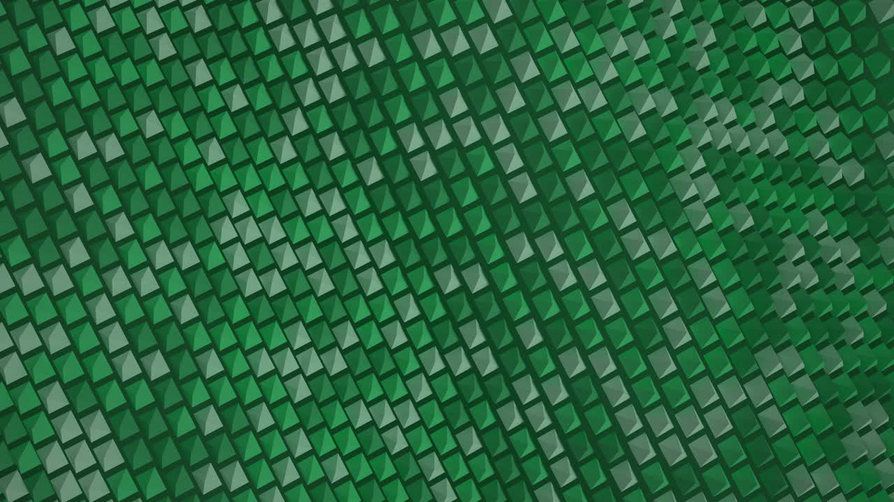 las pirámides crean una superficie ondulada. el verde reina como fondo para una presentación de negocios. textura suave. picos de renderización de animación 3d en bucle