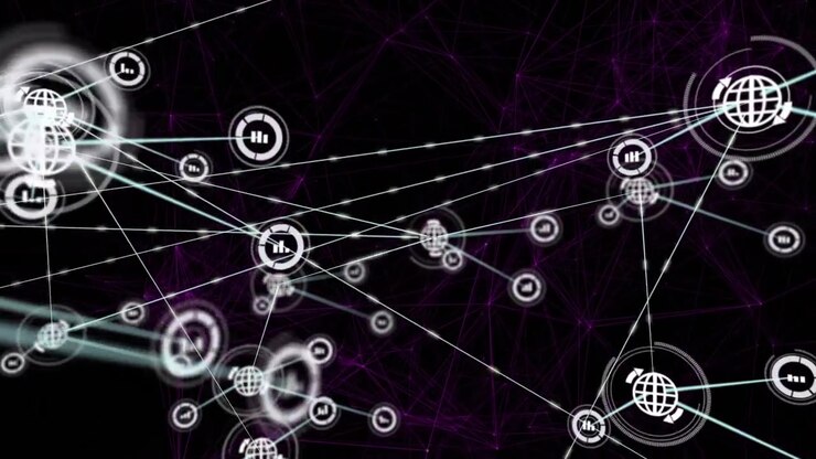 Conexión de red digital con iconos de datos globales