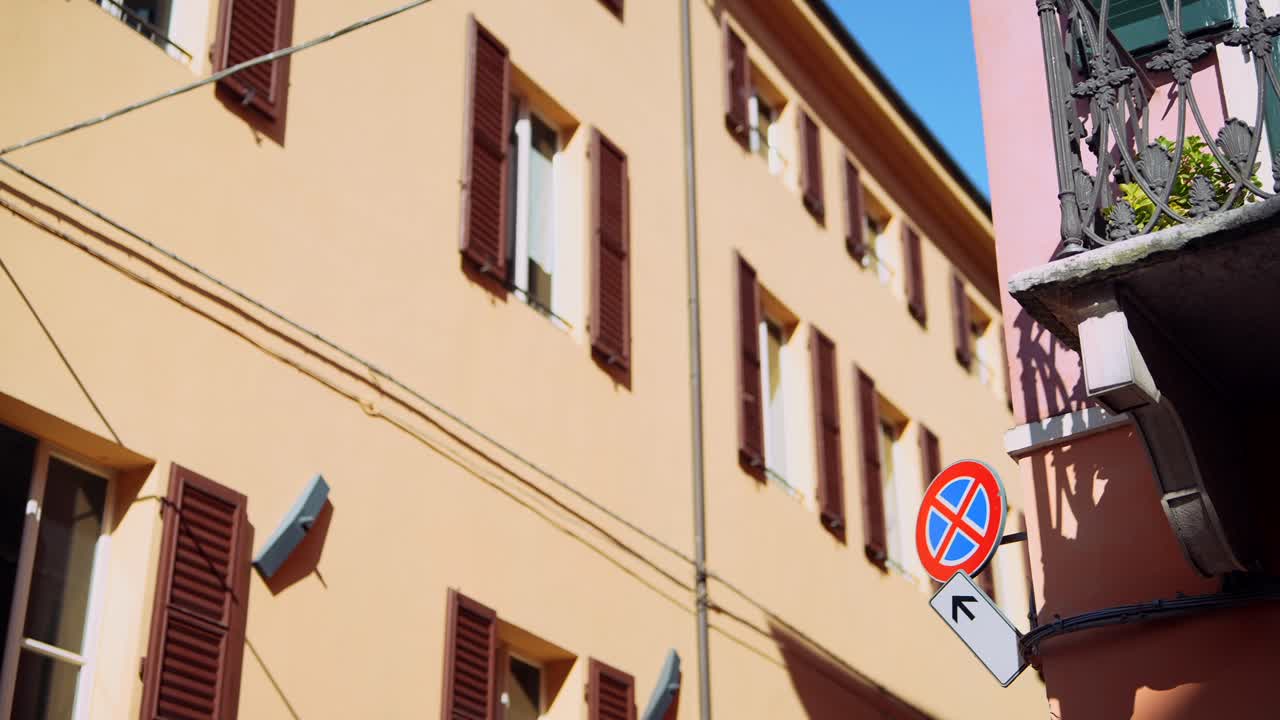Italian Town Street with No Parking Sign