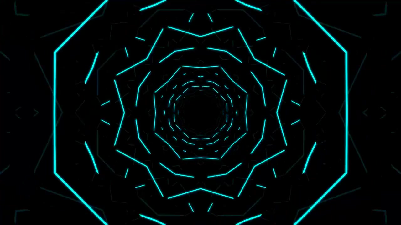 Abstract Neon Blue Geometric Tunnel Animation