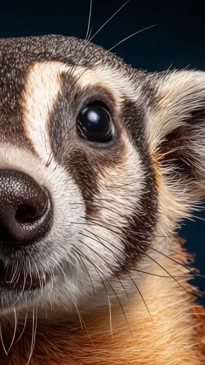 Primer plano de un animal curioso: características cautivadoras y ojos expresivos de una criatura salvaje con un detalle impresionante.