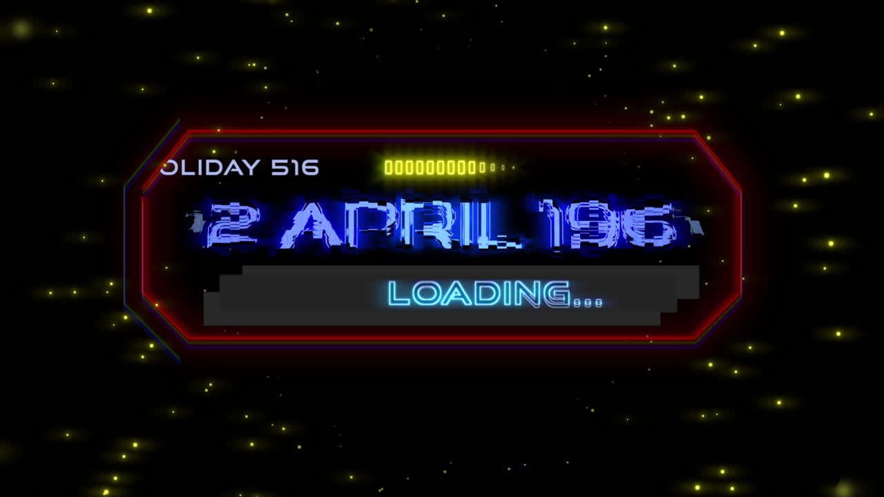 1961년 4월 12일 디지털 화면에 hud 요소와 반짝이가 있는