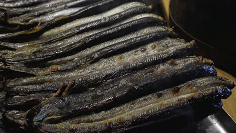 fried lampreys on a tray