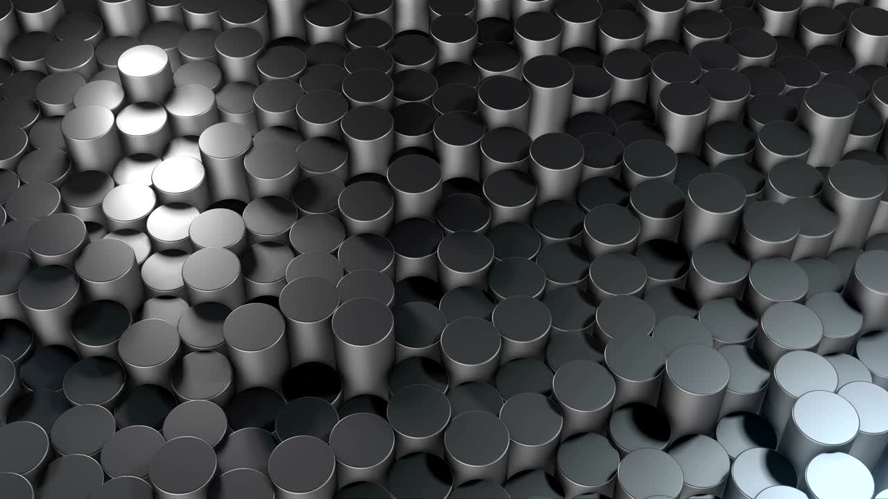 가상 공간에서 추상적인 원통 기하학 금속 표면