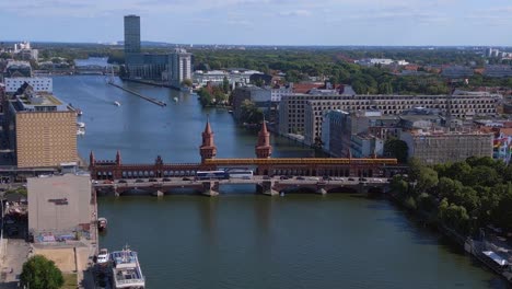 summer day east west berlin border river bridge germany