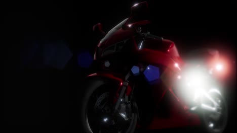 Moto-Sport-Bike-En-Estudio-Oscuro-Con-Luces-Brillantes