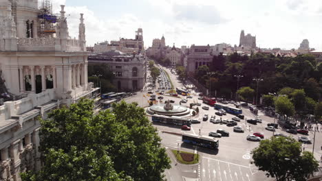 aerial view alcala street and cibeles´s fonts, madrid, spain