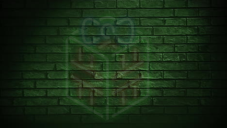 signo de neón de regalo de navidad contra el espacio de copia en la pared de ladrillo verde
