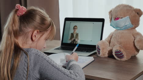 Back-View:-A-Child-Listens-To-An-Online-Lesson-At-Home