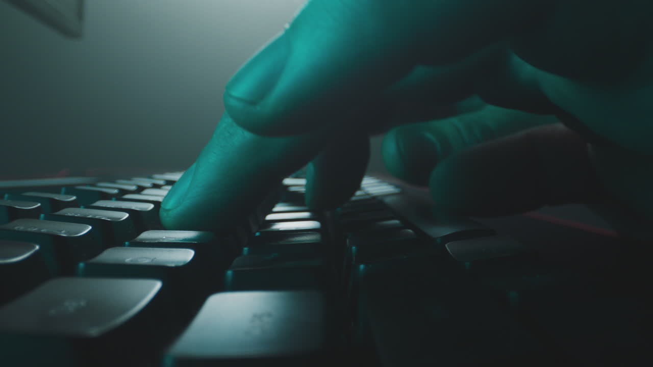 Hand typing on a keyboard