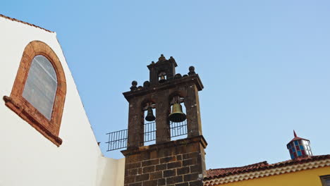 closeup shot from the outside of the famous church of san cristobal de la laguna in santa cruz de tenerife, canary islands, span.