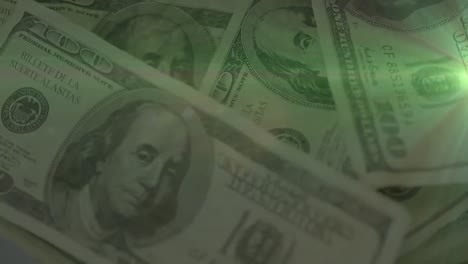 animación de billetes de dólar estadounidense girando en primer plano