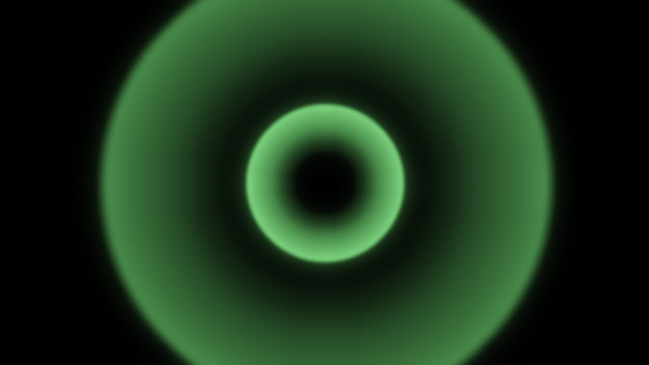 Green Circular Radio Diminishing Wave Radar Signal Motion Graphic with Black Background. Pulse from Central Point. Use Add or Screen to Remove Background. VFX Animation.