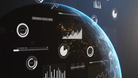 animación del procesamiento de datos e íconos pver globo
