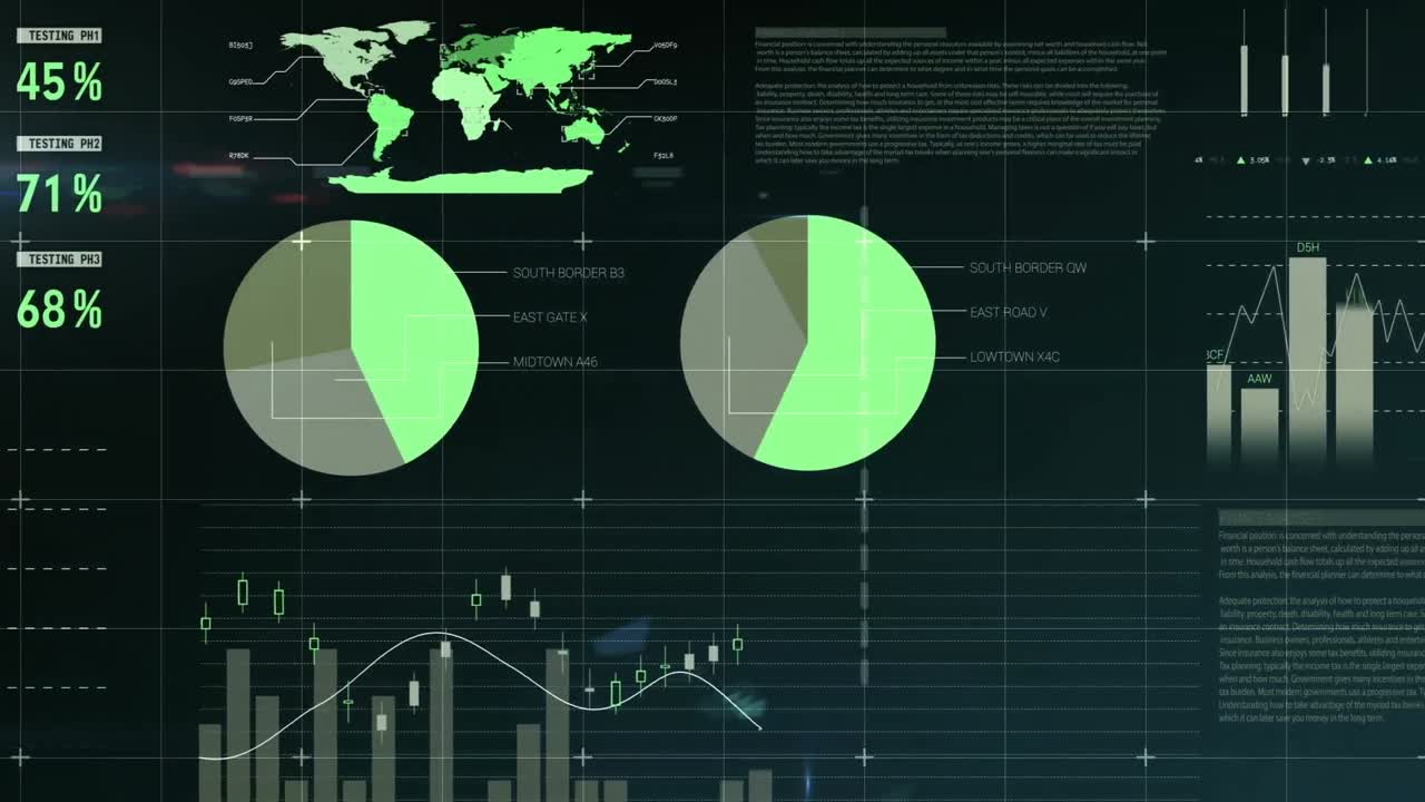 animación del procesamiento de datos sobre un fondo negro
