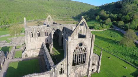 an amazing aerial view over the tintern abbey in wales united kingdom