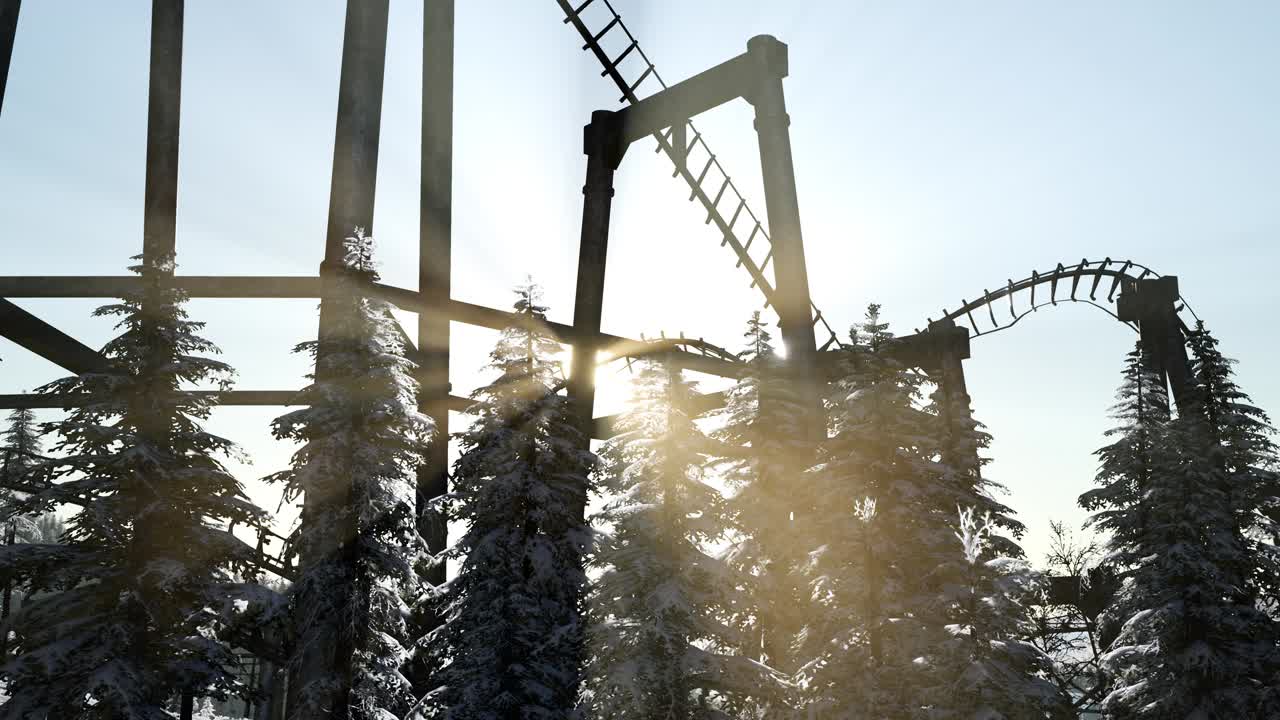 해가 지는 옛 롤러코스터