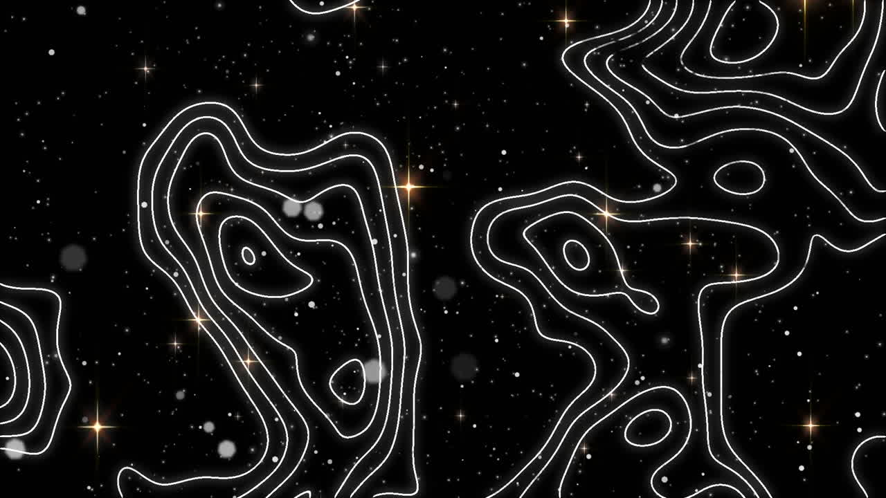 animación de líneas mapa y luces brillantes sobre fondo negro