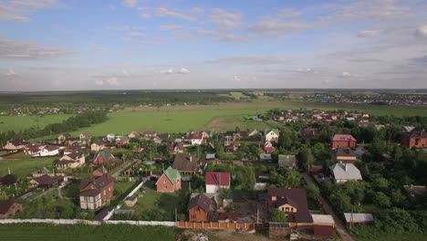 russian village surrounded with fields aerial