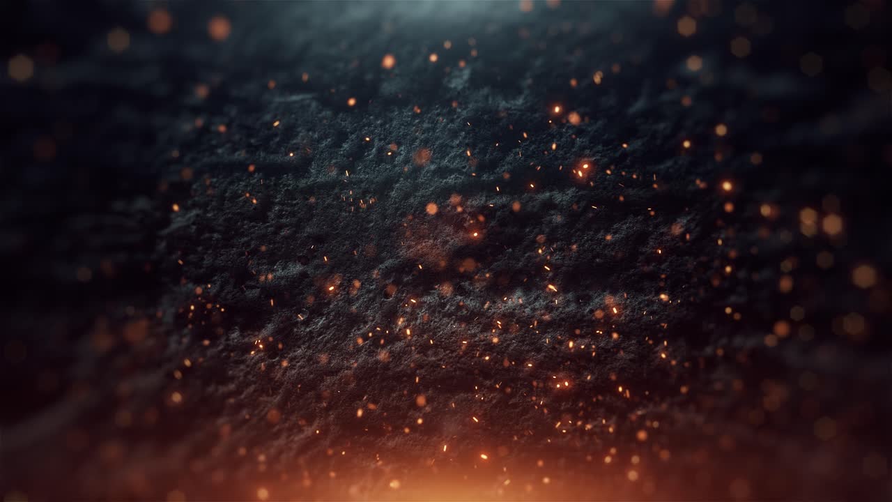 Dynamic Fiery Sparks and Embers on Dark Textured Background