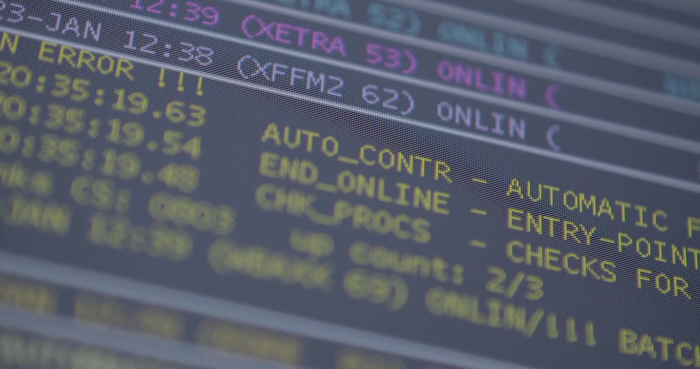 Computer shows error messages, concept of overload, close-up monitor screen