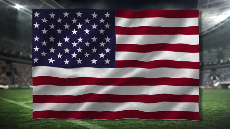 animation of american flag waving over sports stadium