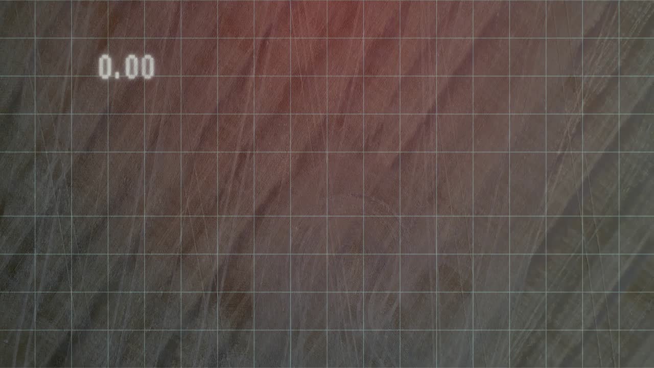 Notch-triggered red wireframe head drawing, pulsing, shrinking on grid, showing numeric readout