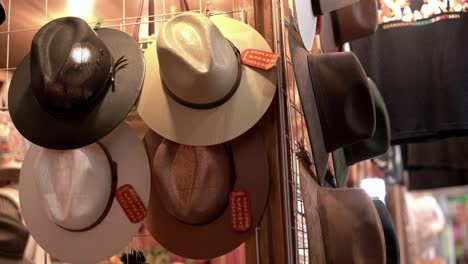 hats being displayed at the store