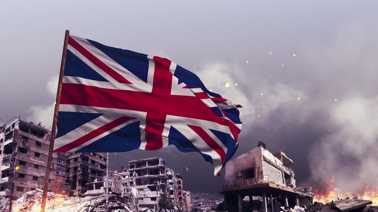 직물 텍스처 영국 발과 전쟁 개념 (loopable)