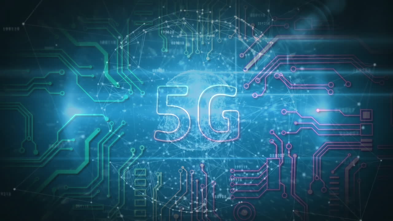 animazione con tecnologia 5g su schede di circuiti digitali e connessioni di rete
