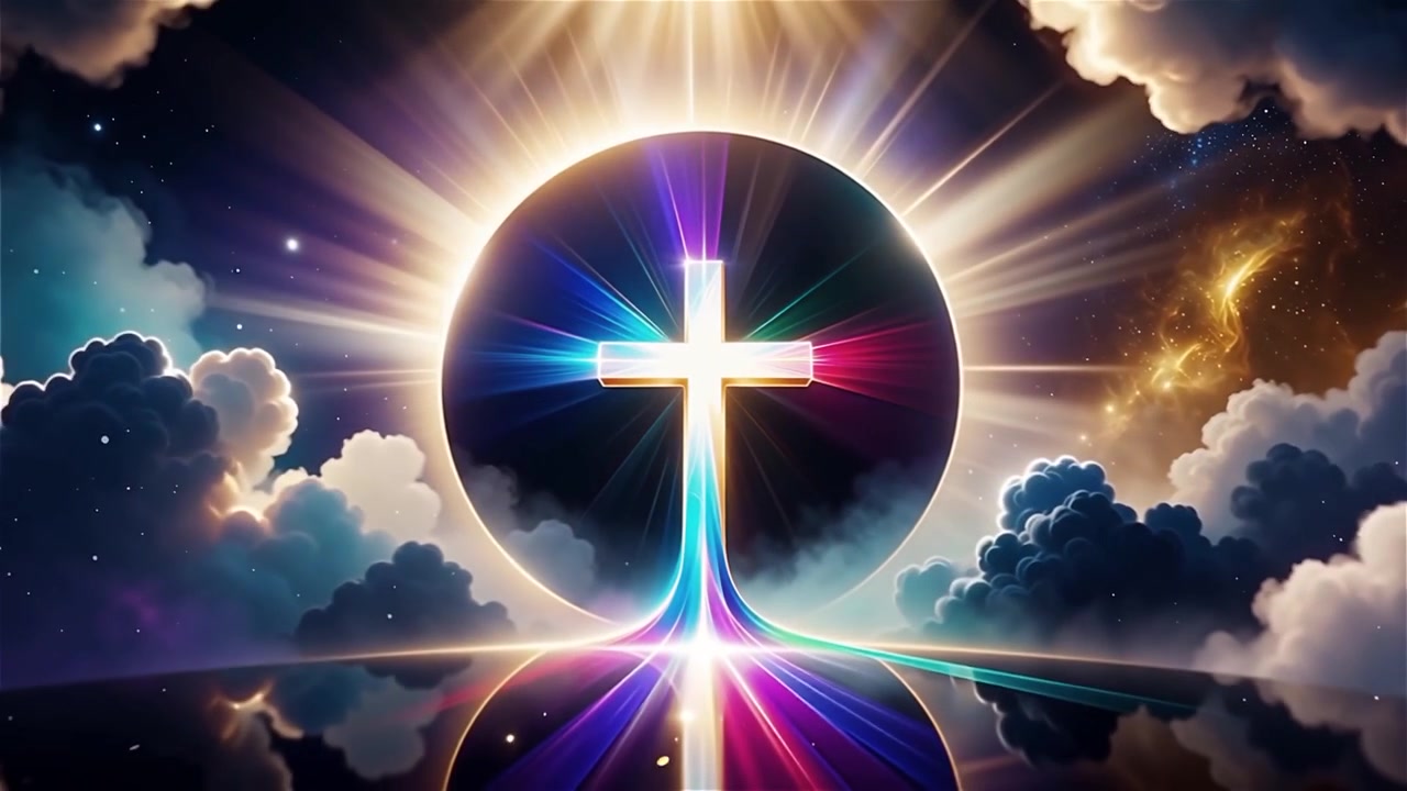 Christian Cross Heavenly Light Worship Background