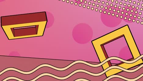 animation of retro abstract shapes moving on pink background