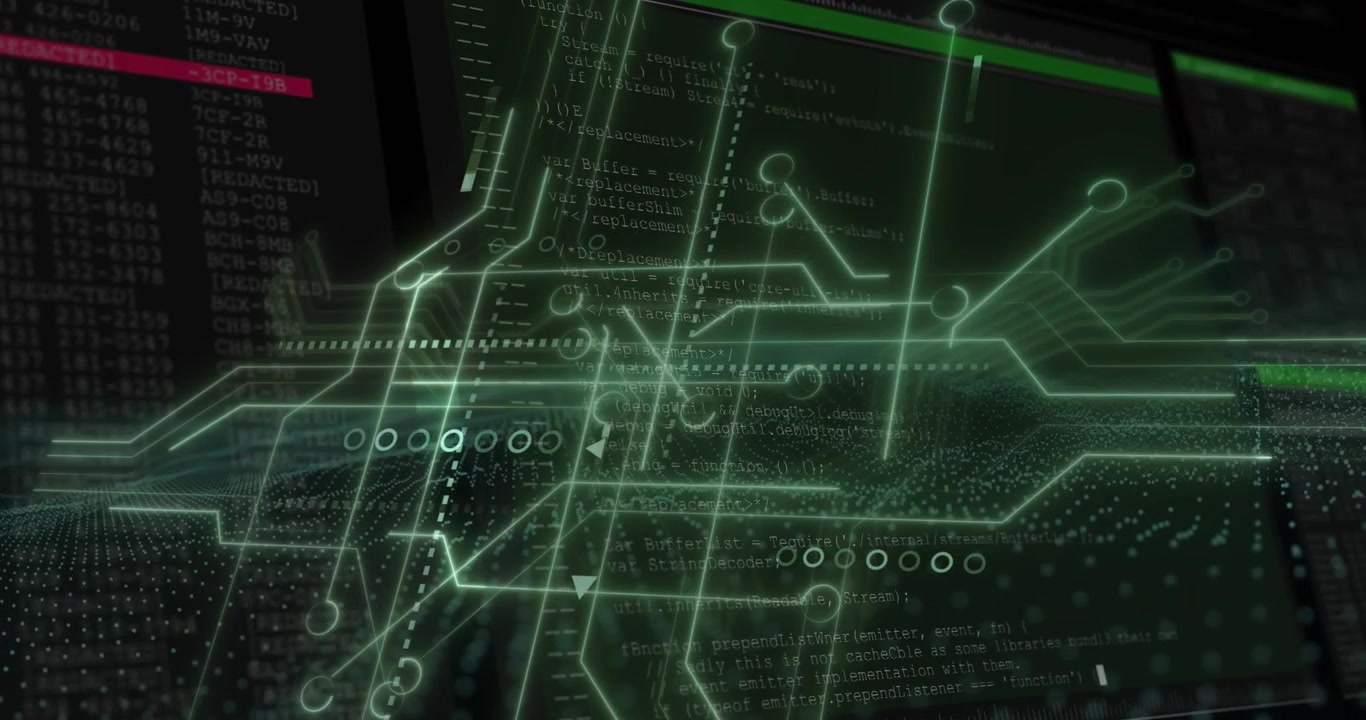 Animation shows how programming and interface tech process data on circuit boards.