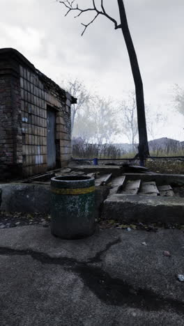 abandoned building in a wasteland