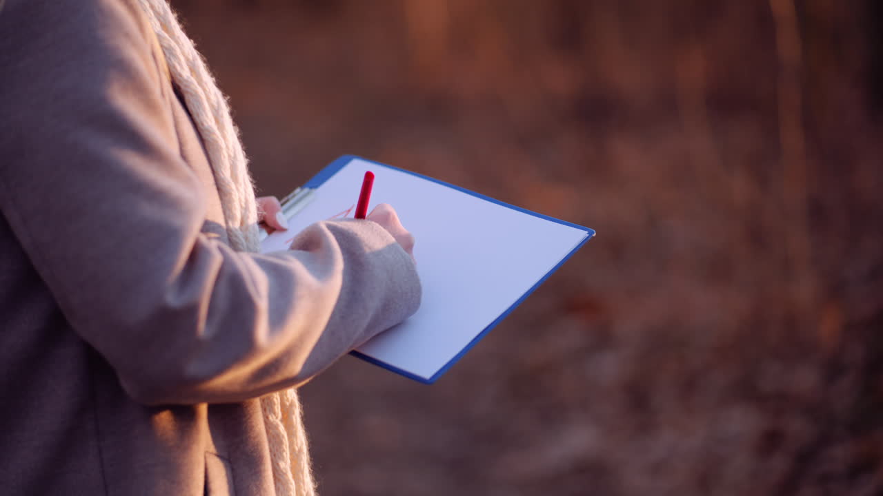 primo piano dell'iscrizione di avviso di scrittura femminile negli appunti
