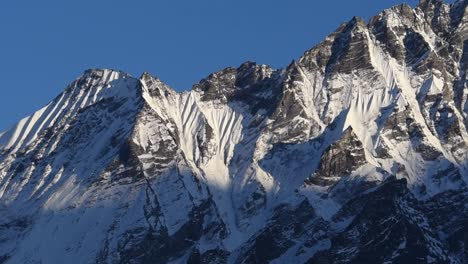 pan view over high altitude mountain massif of langtang lirung in the nepalese himalayas